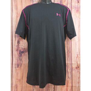 Under Armour Mens HeatGear Fitted Athletic Shirt XL Black/Pink